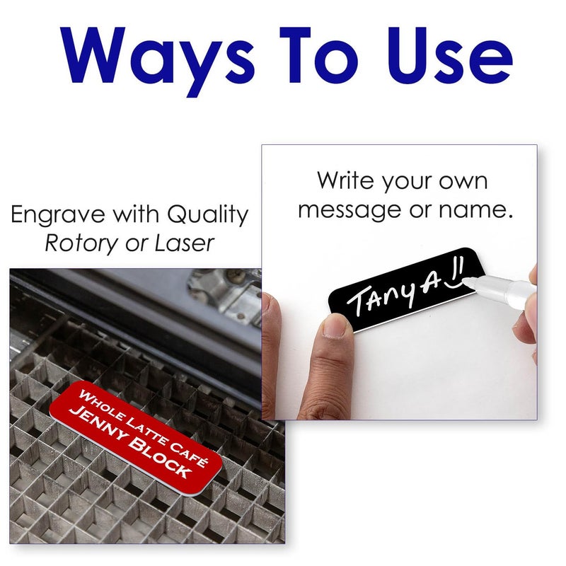 All Quality 1" X 3" Name Tag/Badge Blanks with Pin - 10 Pack (Black) - Image 5